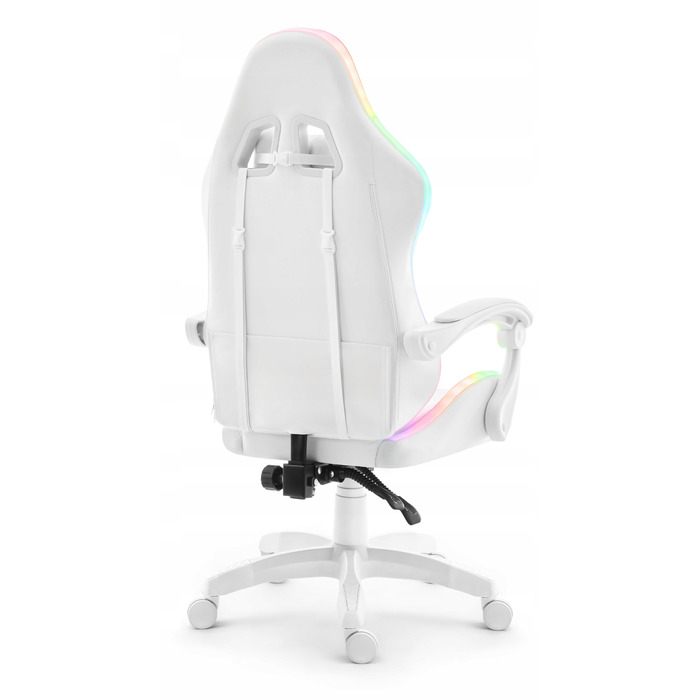 Ігрове крісло Hell's Chair HC-1000 White LED RGB, екошкіра, біле