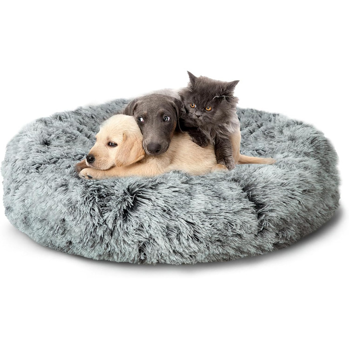 CALIYO Крісло-лежанка для собак та котів середнього розміру, м'яке, миється, діаметр 70 см (100 см), сірий