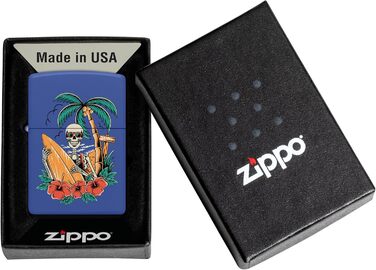 Запальничка Zippo Surfer Skull, вітрозахисна, синя матова, металева, багаторазова, подарункова упаковка, США