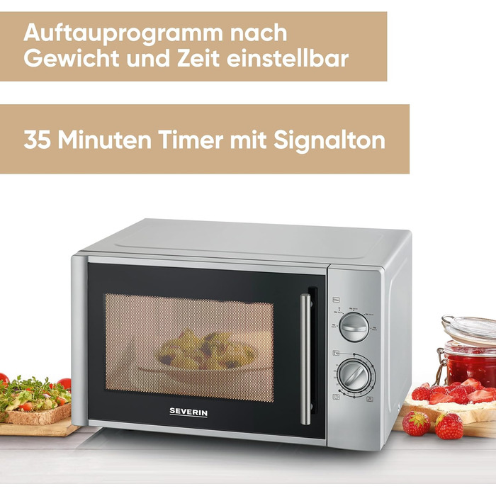 Мікрохвильова піч Severin 2-в-1 з грилем 700 Вт, 28 л, сірий, MW 7771