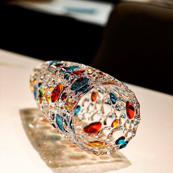 Ручна ваза з кришталевого скла з золотим візерунком, 30 см. Сучасна ваза для дому, весілля