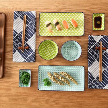 Набір посуду Vancasso HARUKA Sushi Set для суші (8 предметів) з порцеляни, японський стиль, для 2 осіб, включає тарілки для суші та соусники