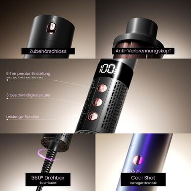 Airstyler 6-в-1: Фен-щітка, локони, об'єм, випрямлення, сушка волосся (Rose Gold)