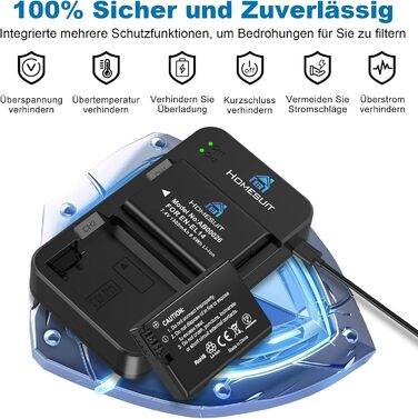 Акумулятор EN-EL14 1300mAh Homesuit + LED зарядний пристрій для Nikon D3100, D3200, D3300, D3500, D5100, D5200, D5300, D5500, D5600, Coolpix P7000, P7100, P7200, P7700, P7800 (2 шт.)