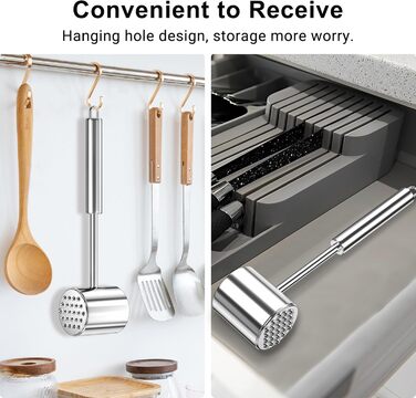 Кліпер для м'яса HOOMIL, двосторонній антипригарний, молоток для відбивання м'яса з неслизькою ручкою, для шніцелів та стейків, срібний (круглий, гладкий срібний)