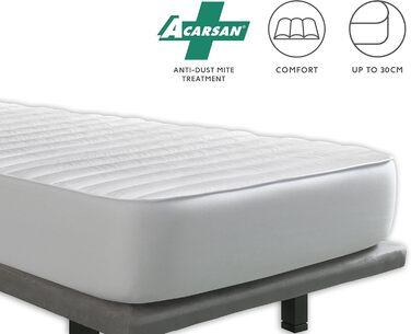 Tural - Quilted Anti-Mite Mattress Protector - Reversible, Padded Mattress Topper/Mite Cover Size 135x200cm