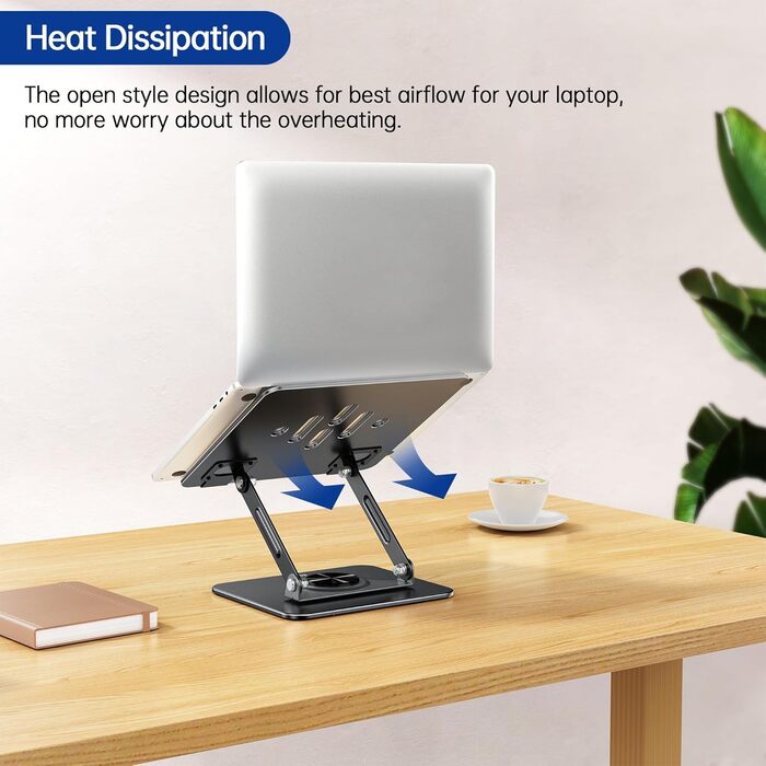 Підставка для ноутбука BESIGN LS11, регульована, 360° обертання, чорна, сумісна з 10-14