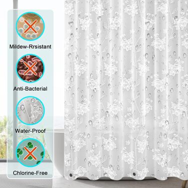 Штора для душу миюча Peva 300x200 см, біла в крапку, антигрибкова, прозора для ванної кімнати та душу