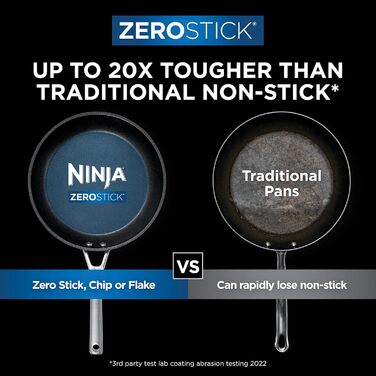 Сковорідки Ninja ZEROSTICK, антипригарні, набір 24/28 см, алюміній, для індукції, сірі, довговічні, елоxовані