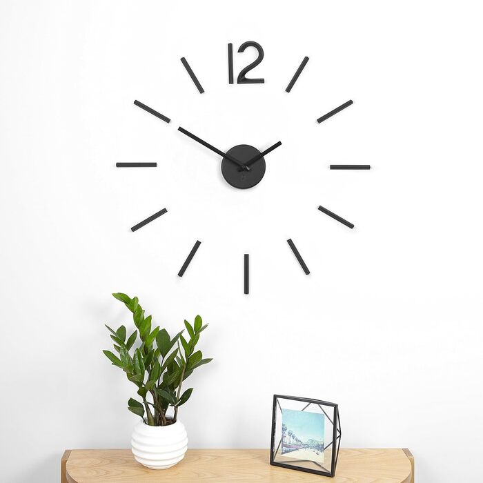 Настінний годинник Umbra Blink, сучасний мінімалістичний дизайн, DIY кварцовий механізм, без рамки, самоклеючі цифри, металева, чорна, для кухні, офісу, спальні, вітальні