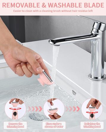 Електричний жіночий тример 5-в-1 для тіла, бікіні, брів та носа, з USB-станцією, білий (рожевий)