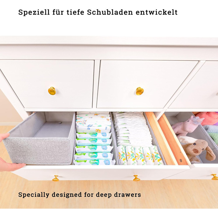 For IKEA dresser; THE ORIGINAL; perfect fit; Sturdy base; Drawer organization system for changing supplies, baby clothes, socks, underwear; 5-piece set (HEMNES DOUBLE FileFolding)