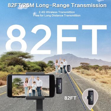 OSA Бездротовий петличний мікрофон: професійний комплект з двома мікрофонами, Plug-and-Play, для iPhone, Android, камери, ПК, з зарядним кейсом