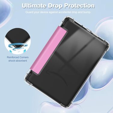 Чохол Fintie для Kindle 6 (11-го покоління) 2024/2022, прозорий, з функцією авто-сплячки, для Kindle Basic 2024, колір агави-зелений (ліловий-рожевий)