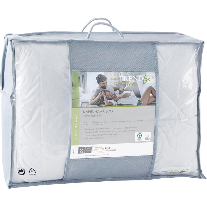 Badenia Trendline Eco Steppbett Camel Mono 135 x 200 cm, white, Öko-Tex certified, produced according to German quality standard 135 x 200 Mono all-season duvet