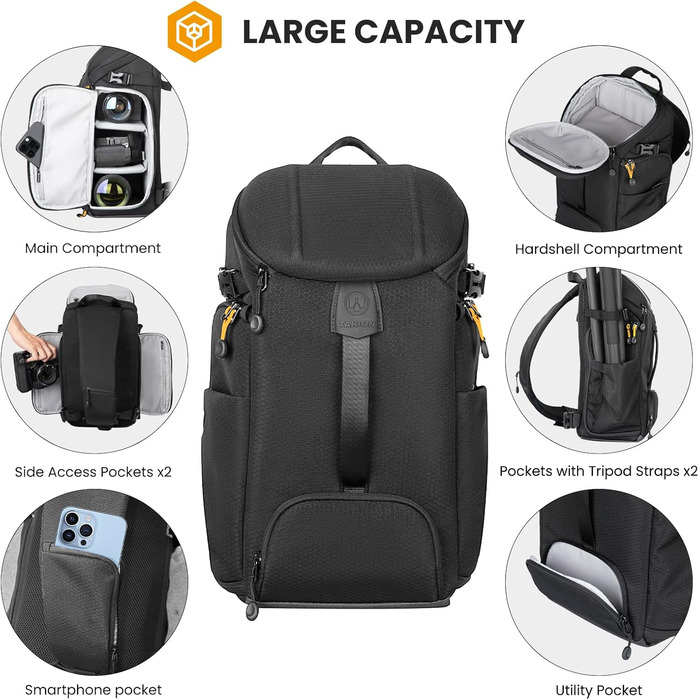 Сумка для камери Tarion Sling: фотосумка на плече для DSLR, об'єктивів, штативів та аксесуарів (чорна)