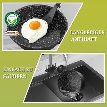 Набір каструль Scheffler 15tlg з антипригарним покриттям для індукційних плит, чорний (HL-21PS102)