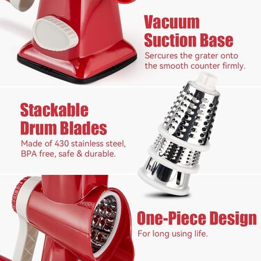 Трояк KEOUKE з ручкою: для сиру, овочів, горіхів, шоколаду. 3 змінні леза, червоно-білий