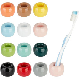 AHANDMAKER 12-Piece Small Mini Toothbrush Holders Ceramic, Multicolor Handmade Ceramic Toothbrush Holder Sets, Elegant Mini Ceramic Toothbrush Holders for Bathroom Vanities