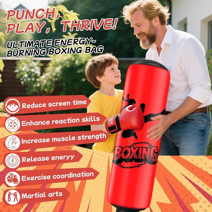 Дитячий боксерський мішок Ninonly Standbox 160см з рукавичками. Міцний PVC, для карате, тхеквондо. Подарунок для дітей 3-12 років