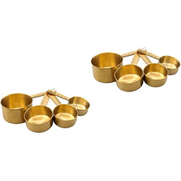 BESTOYARD 2 Sets Stainless Steel Measuring Spoons Rustproof Measuring Spoons Tablespoons Measuring Spoons Measuring Cups Micro Scoop Measuring Scoop Measuring Cups Baking Stainless Steel Golden 4 Pieces * 2