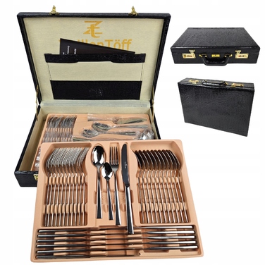 Преміальний набір столових приборів із нержавіючої сталі на 12 осіб (72 предмети) у кейсі