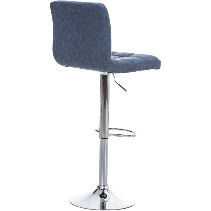 Peru 2-Piece Bar Stool Set with Fabric Upholstery - Swivel, Adjustable Height, Chrome Finish | Blue