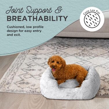 Круглий лежак для тварин Sheri The Original Calming Donut Lux - заспокійливий лежак з штучного хутра, 58 x 58 см