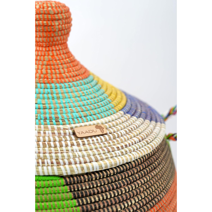 YAADU Laundry Basket with Lid 100L - XXL Laundry Collector, Large Laundry Basket, Laundry Container, Laundry Bin, Basket with Lid, Laundry Boxes, African Basket, Ubuntu Model (Colorful)