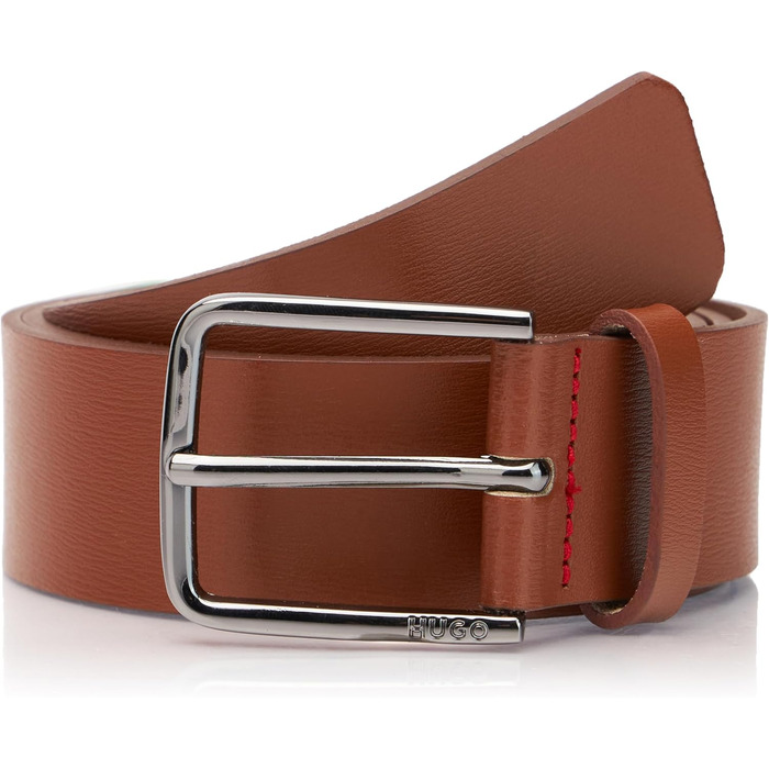 Чоловічий шкіряний ремінь HUGO Gerik SZ35 з гравіюванням логотипу на пряжці, колір: Medium Brown