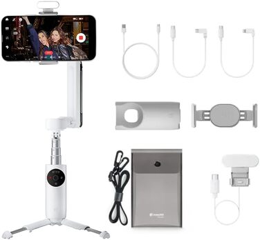 Insta360 Flow - Gimbal для смартфона з автотрекінгом, 3-осьова стабілізація, вбудований селфі-стік та штатив, білий