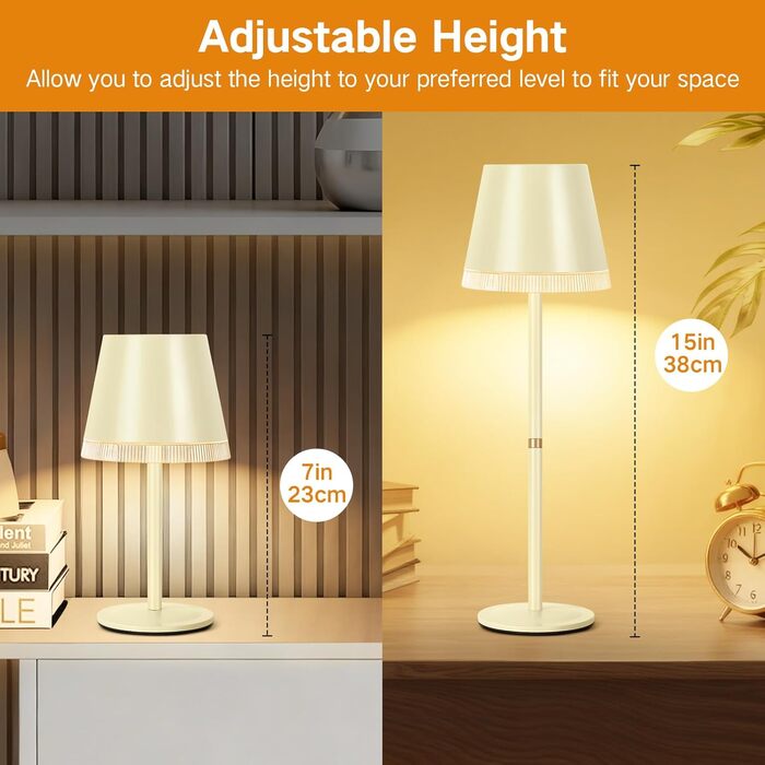 Світлодіодна настільна лампа OUTON бездротова з акумулятором, USB-C, 4000mAh, 3 режими світла, диммування, сенсорне управління, зелений (бежевий - 2 шт)