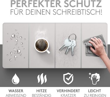Підкладка під клавіатуру та мишу HAMZAM PU Leder 90x40 см - преміум якість, сірий колір