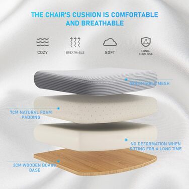 Офісний стіл з регульованими підлокітниками, ергономічний стілець з сітчастою спинкою, підтримка попереку, регульована висота, м'яке сидіння, обертовий на 360°, сірий