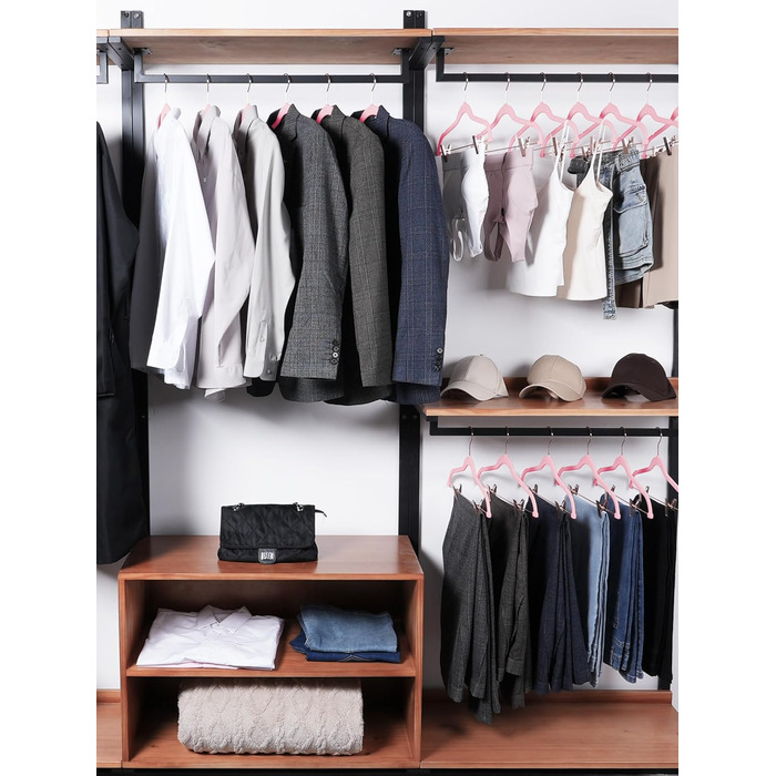 Вешалки для одягу HOUSE DAY, 20 шт., з кліпсами, ультратонкі, оксамитові, неслизькі, для штанів, економія місця (персиковий рожевий)