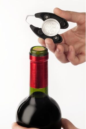 ARCOS Corkscrew Manual with ABS Housing and Zinc Alloy Handle - Versatile Bottle Opener with Foil Cutter, Effortless Cork Removal - Black and Silver. Toscana Series