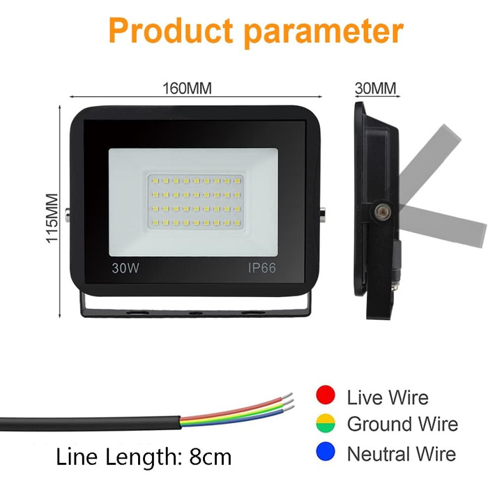 LED Floodlights Outdoor, Pack of 5, IP66 Waterproof Floodlights for Outdoor and Indoor Use, 8500LM Super Bright Outdoor Lights, 120 Degree Outdoor Lighting 6000K Cool White Spotlights (2 Pack, 30W)