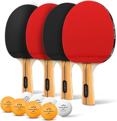 PRO SPIN Table Tennis Set - High-Performance Paddles & Balls | Premium Table Tennis Set for Indoor & Outdoor Play | 4 Player Set