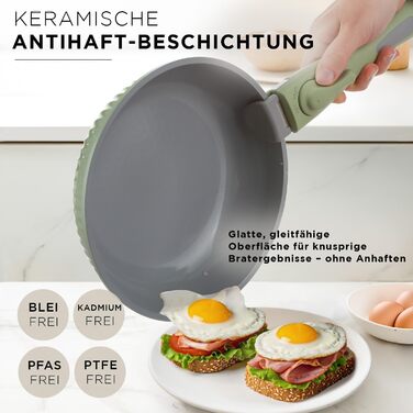 Набір каструль Kasanova Eaziclip 9 шт. з керамічним покриттям, індукційні, знімні ручки, антипригарні, з кришками (зелений)