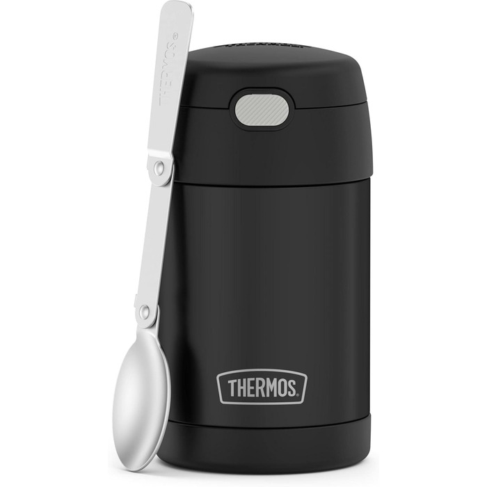 Термос THERMOS Funtainer 16oz з нержавіючої сталі, чорний матовий, з ложкою