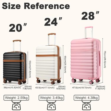 Чемодан-тележка KONO, XL, ABS+PC, з TSA замком (кремовий/коричневий)