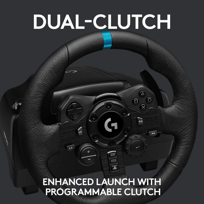 Руль Logitech G923 TRUEFORCE з педалями для Xbox Series X|S, Xbox One та PC, з реактивним педалем та системою подвійного зчеплення, чорний