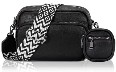 Сумка жіноча через плече крос-боді з PU шкіри, чорна - стильна маленька сумка з регульованим ремінцем