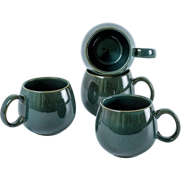 UNICASA Porcelain Coffee Mugs, Set of 4 Cups with Handles, Each 530 ml, Dishware Cup Mug for Tea, Coffee, Milk, Cappuccino, Green