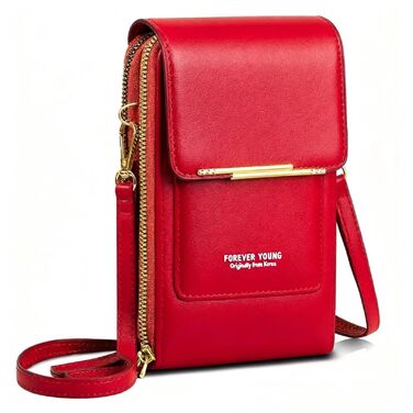 Сумка на шию жіноча Handytasche, червона PU шкіра, кросбоді, гаманець для дівчаток, відділення для карт