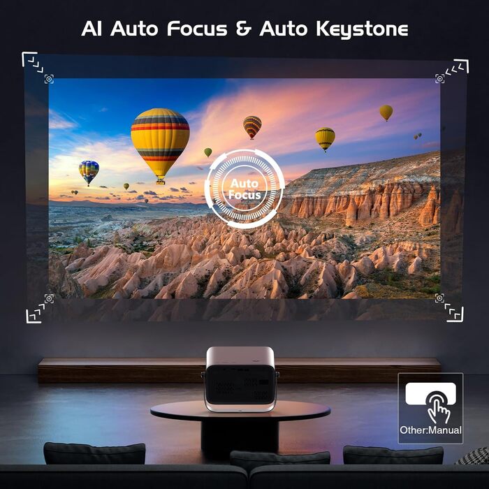 Портативний проєктор Smart Mini Beamer з Android 11: 4K, 1080P, WiFi 6, Bluetooth 5.2, обертання 270°, корекція трапеції, для телефону/ноутбука (Native 1080P, 400ANSI)