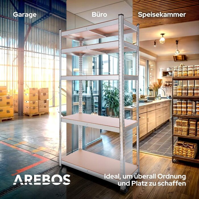 Arebos Heavy-Duty 2-Tier Shelf Set