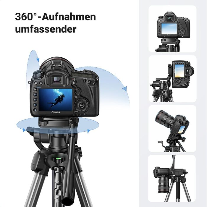 Штатив для камери UGREEN 53.5-175 см, легкий та портативний, з тримачем для смартфона та чохлом для DSLR, Canon, Nikon, Action Camera