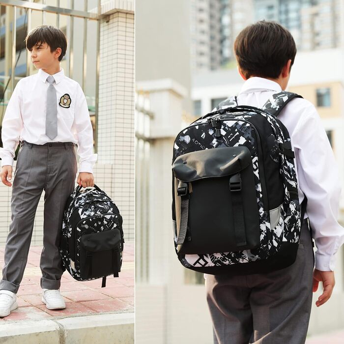 Шкільний рюкзак для хлопчика та дівчинки-підлітка, водонепроникний, 5-13 клас, 8-16 років, сірий
