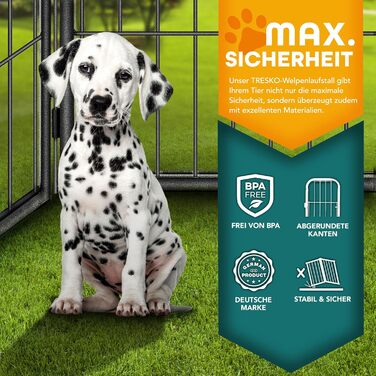 ТресКо® вольєр для цуценят 60 см, з дахом та анкерами | Вольєр для собак 8-секційний | Розкладний вольєр для собак з дверцятами | Збірка без інструментів | Вольєр для тварин, стійкий до погодних умов 77 x 60 см